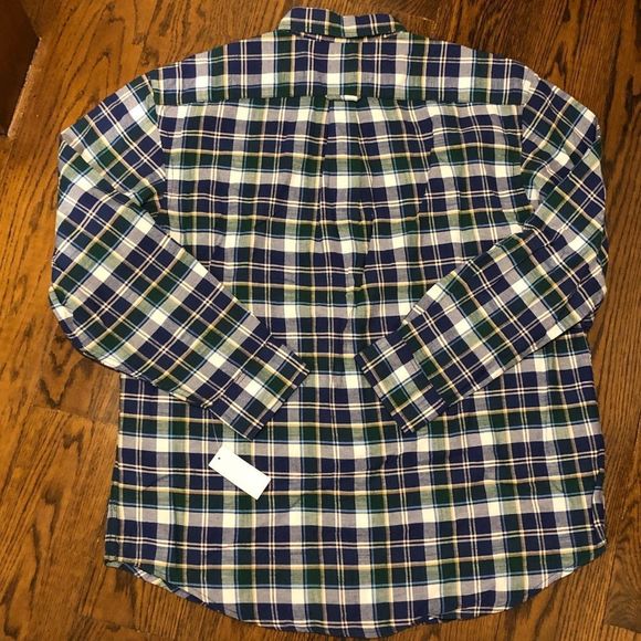 IZOD Men’s Blue Green Plaid Long Sleeve Button Down Shirt Sz MEDIUM NWT - Picture 6 of 6